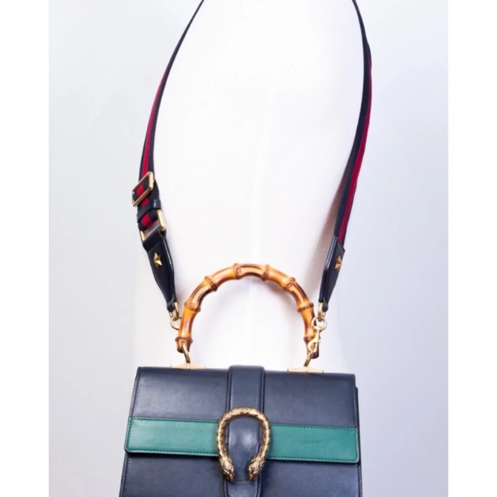 Gucci Dionysus Navy Striped Medium Bamboo Top Handle Bag - Picture 8 of 9
